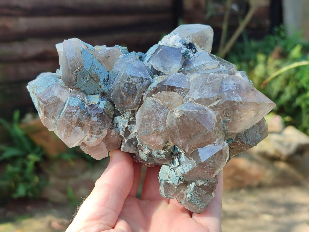 Natural Smokey Quartz Clusters with Foitite x 3 From Erongo, Namibia