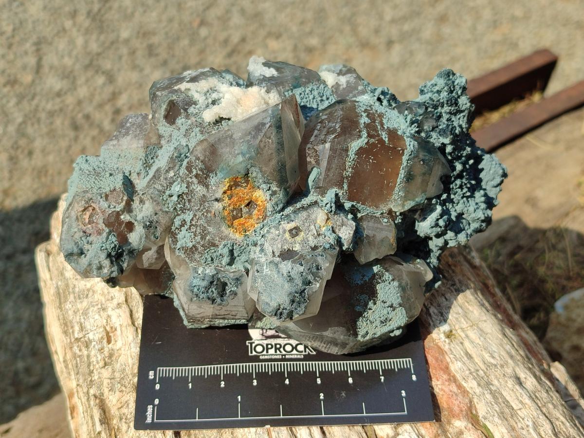 Natural Smokey Quartz Clusters with Foitite x 3 From Erongo, Namibia