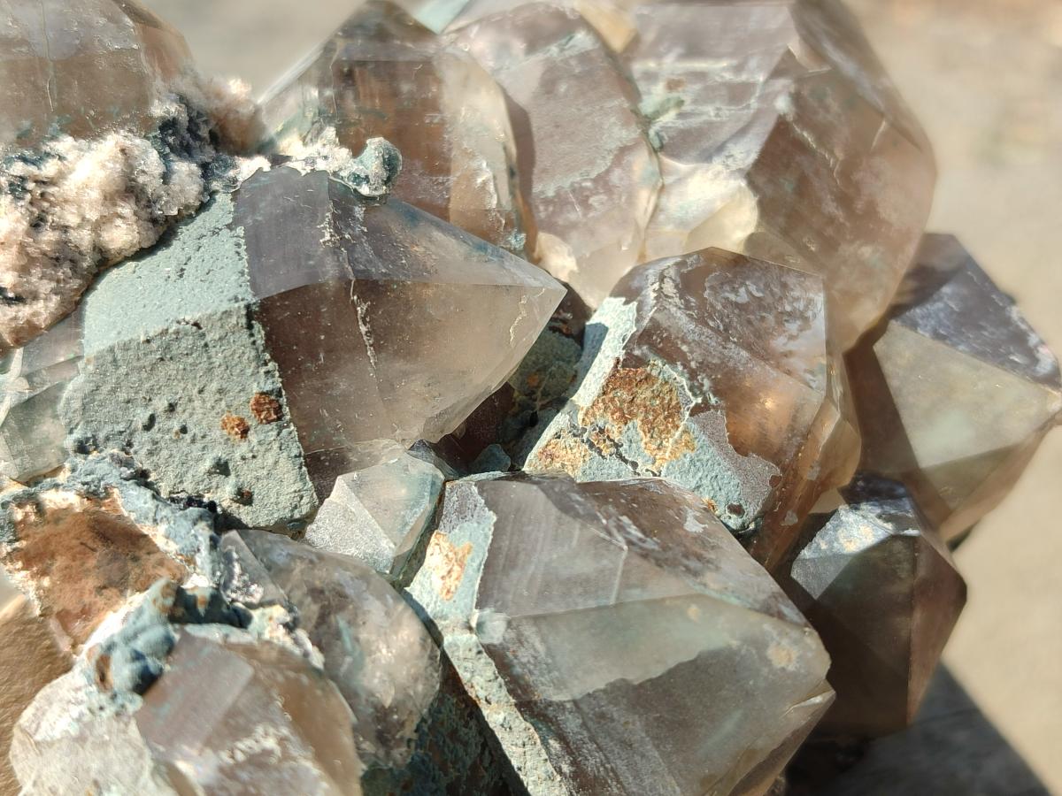 Natural Smokey Quartz Clusters with Foitite x 3 From Erongo, Namibia
