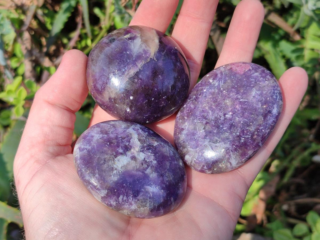 Polished Lepidolite Galets x 12 From Ambatondrazaka, Madagascar