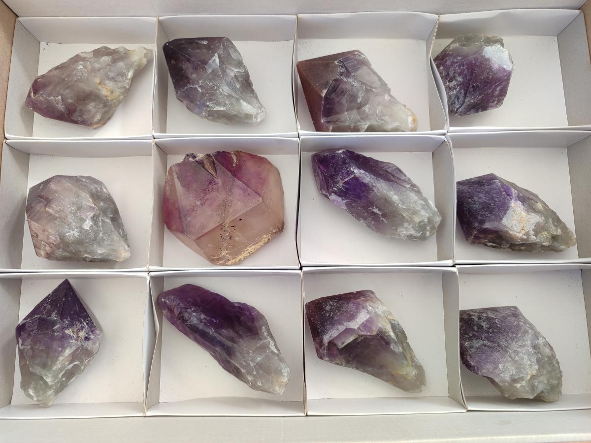 Natural Dark Purple Jacaranda Amethyst Single Crystals x 12 From Mumbwa, Zambia