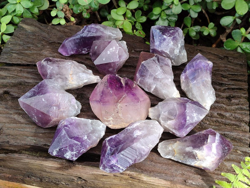Natural Dark Purple Jacaranda Amethyst Single Crystals x 12 From Mumbwa, Zambia