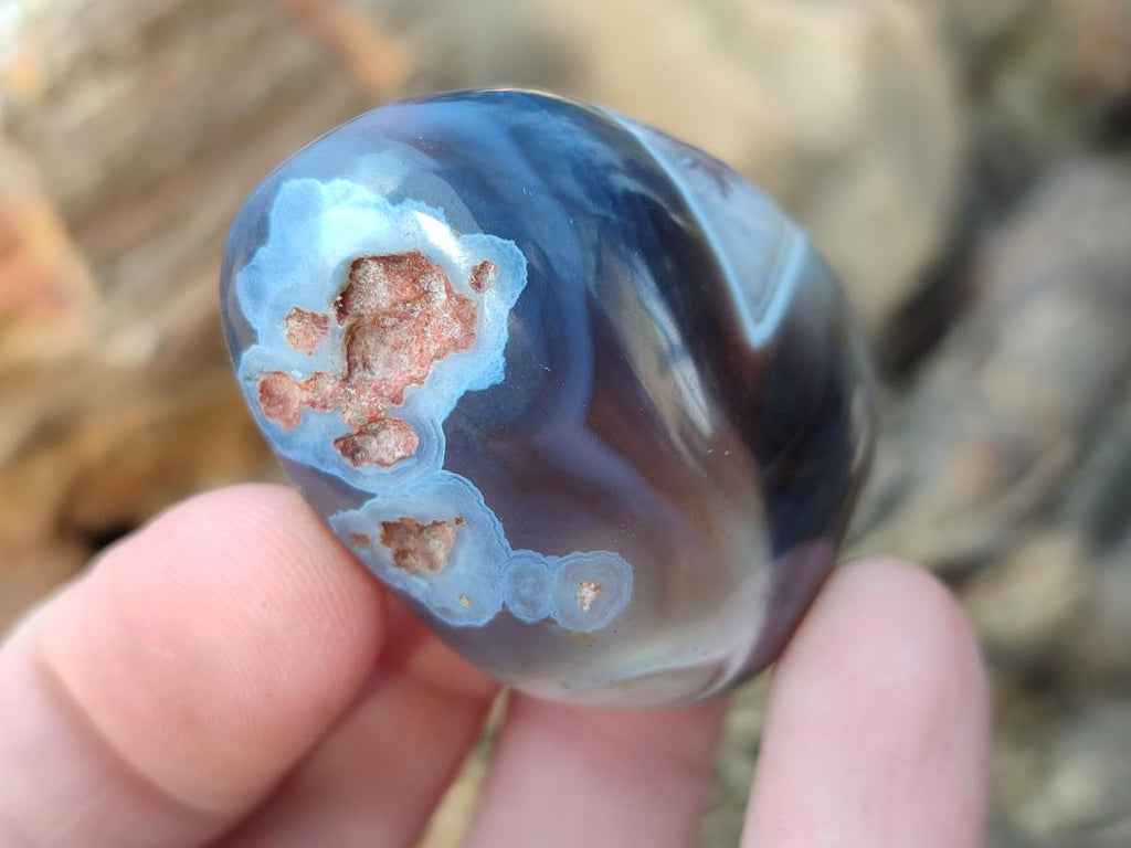 Polished Red Shashe River Agate Galets x 35 From Shashe River, Zimbabwe