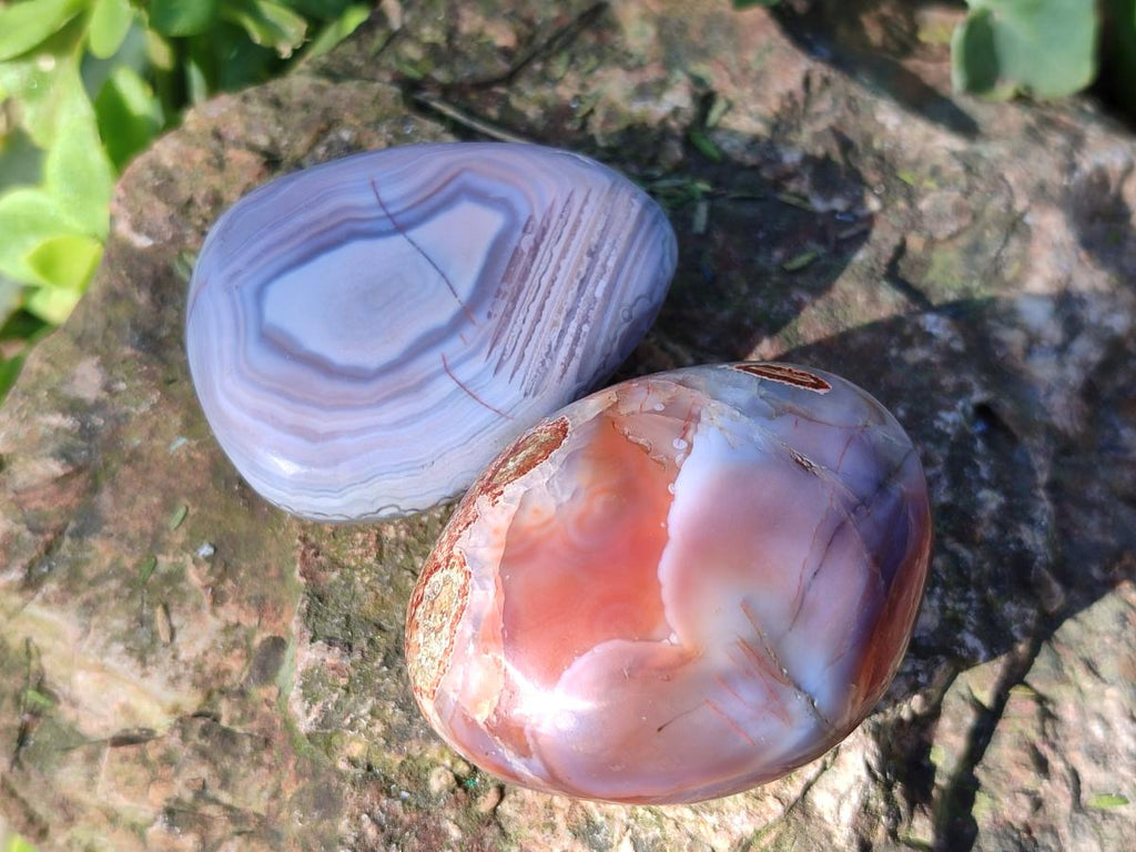 Polished Red Shashe River Agate Galets x 35 From Shashe River, Zimbabwe