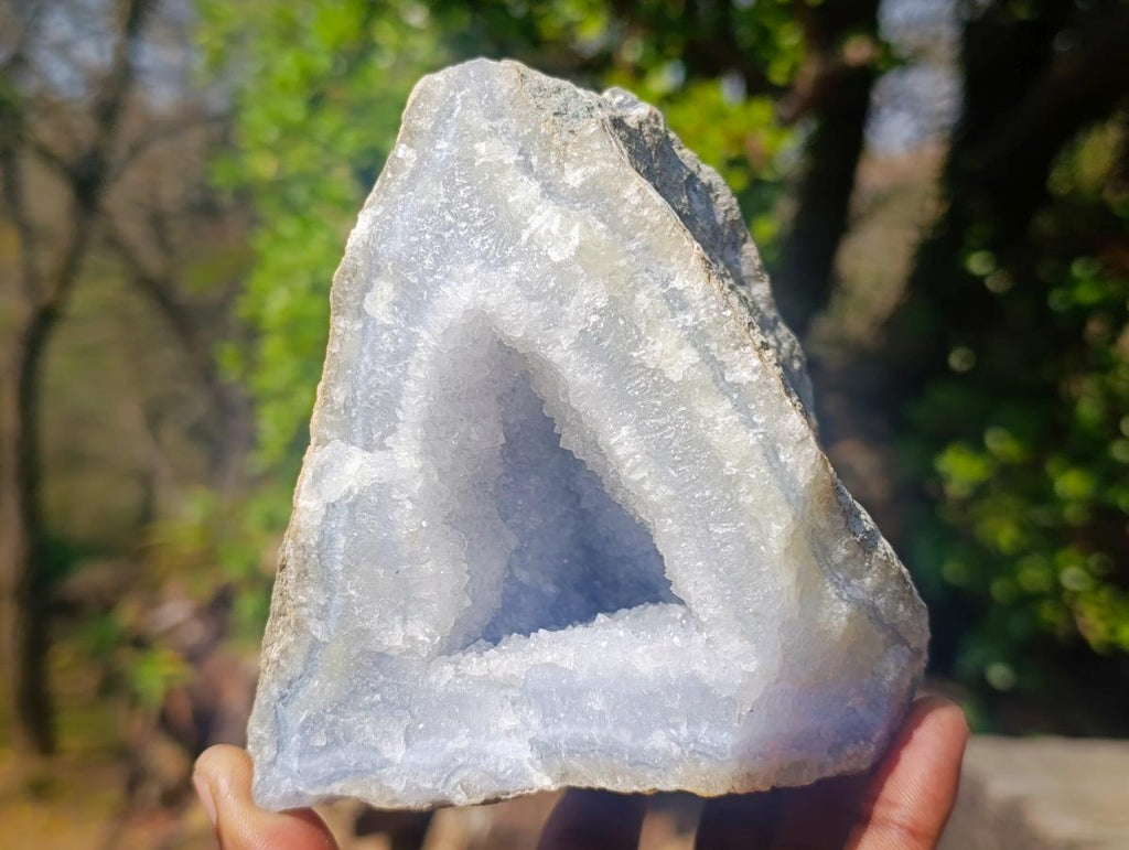 Natural Blue Lace Agate Geode Specimens x 2 From Nsanje, Malawi