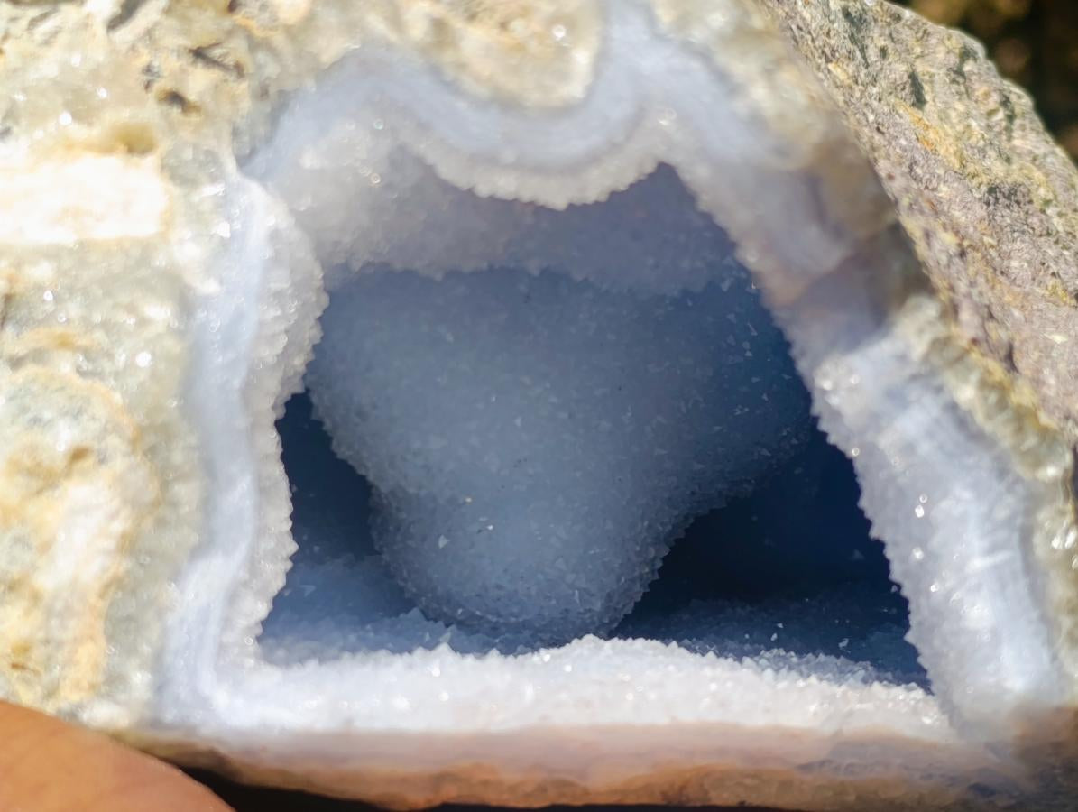 Natural Blue Lace Agate Geode Specimens x 2 From Nsanje, Malawi