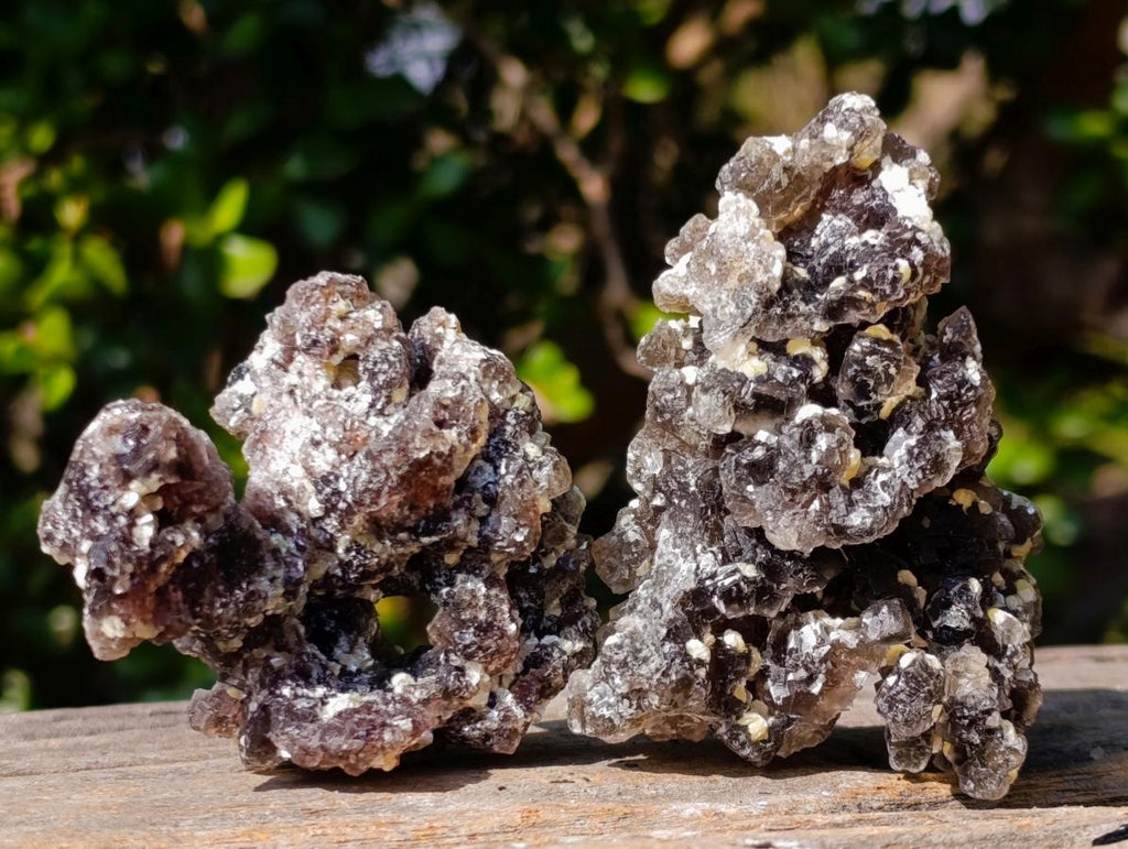 Natural Smokey and Purple Fluorite Specimens with Yellow Muscovite Mica x 15 From Erongo, Namibia