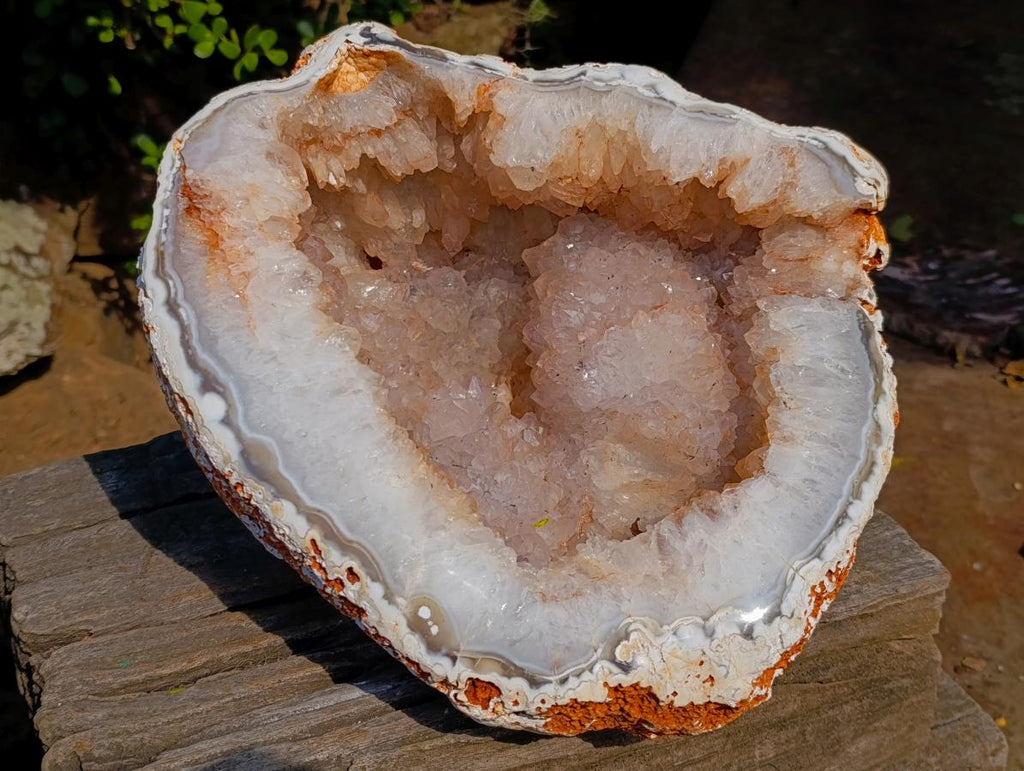 Polished and Natural XL Banded Agate with Crystalline Geode x 1 From Maintirano, Madagascar