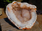 Polished and Natural XL Banded Agate with Crystalline Geode x 1 From Maintirano, Madagascar