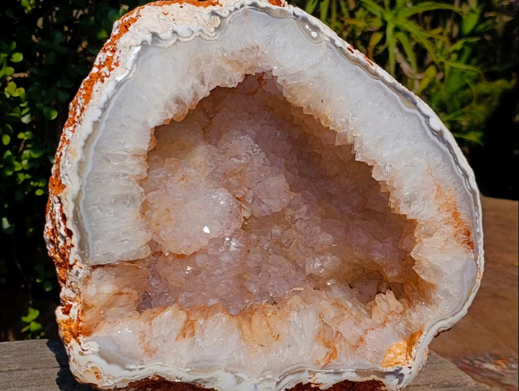 Polished and Natural XL Banded Agate with Crystalline Geode x 1 From Maintirano, Madagascar