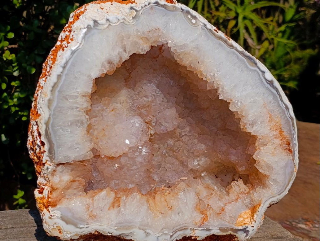 Polished and Natural XL Banded Agate with Crystalline Geode x 1 From Maintirano, Madagascar