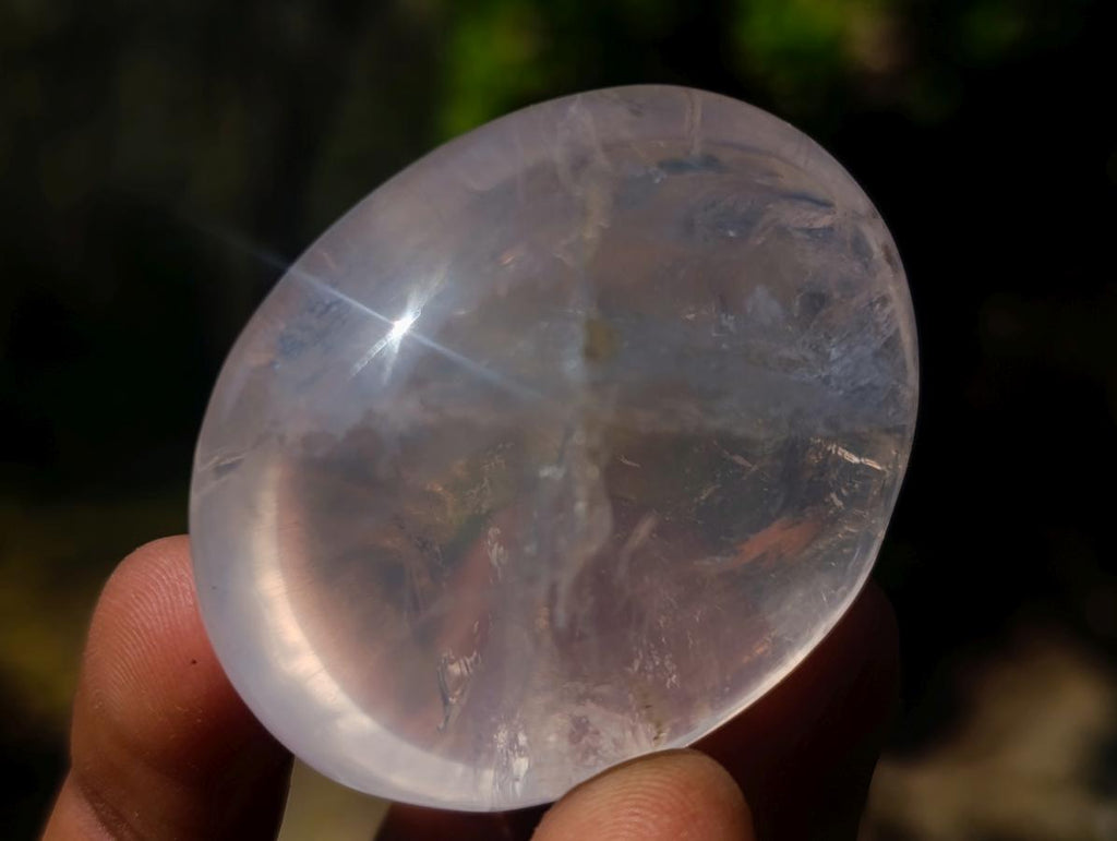 Polished Girasol Pearl Quartz Palm Stones x 24 From Ambatondrazaka, Madagascar