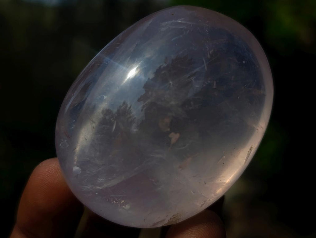 Polished Girasol Pearl Quartz Palm Stones x 24 From Ambatondrazaka, Madagascar