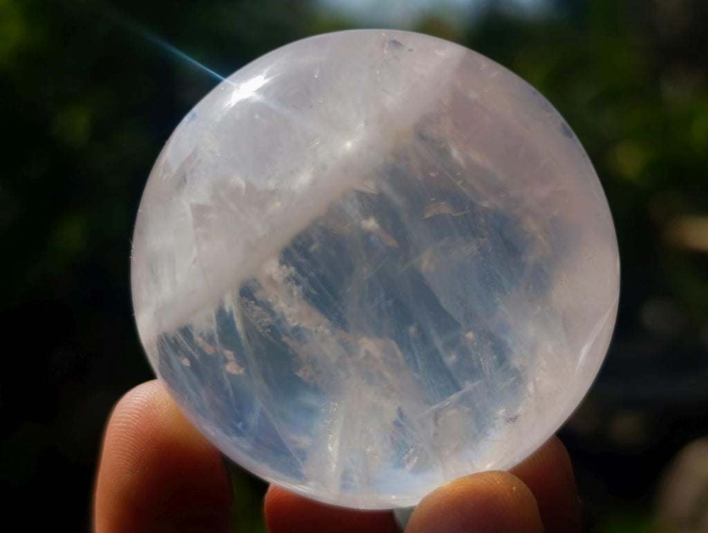 Polished Girasol Pearl Quartz Palm Stones x 24 From Ambatondrazaka, Madagascar