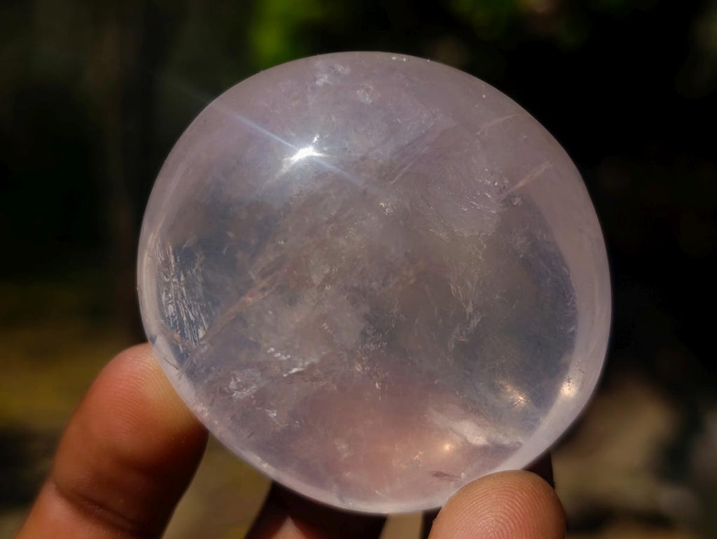 Polished Girasol Pearl Quartz Palm Stones x 24 From Ambatondrazaka, Madagascar