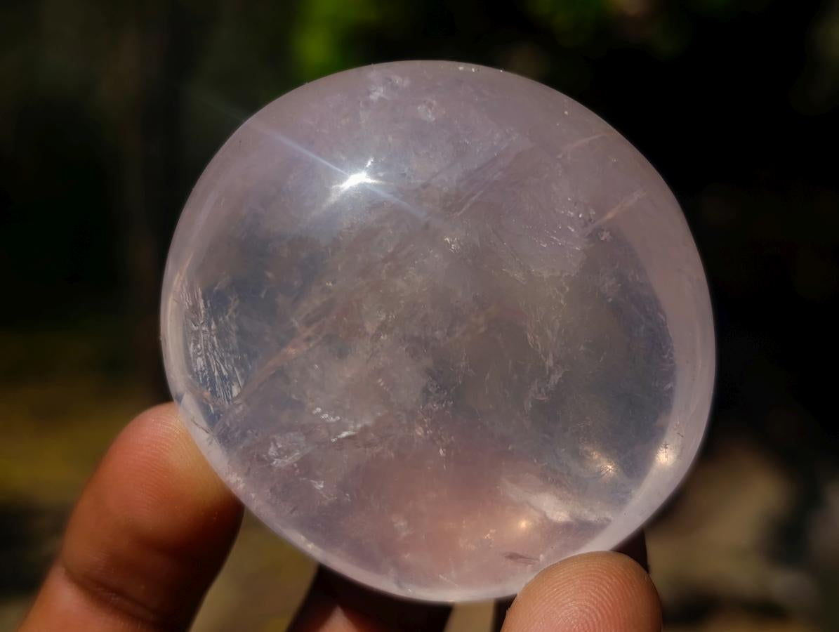 Polished Girasol Pearl Quartz Palm Stones x 24 From Ambatondrazaka, Madagascar