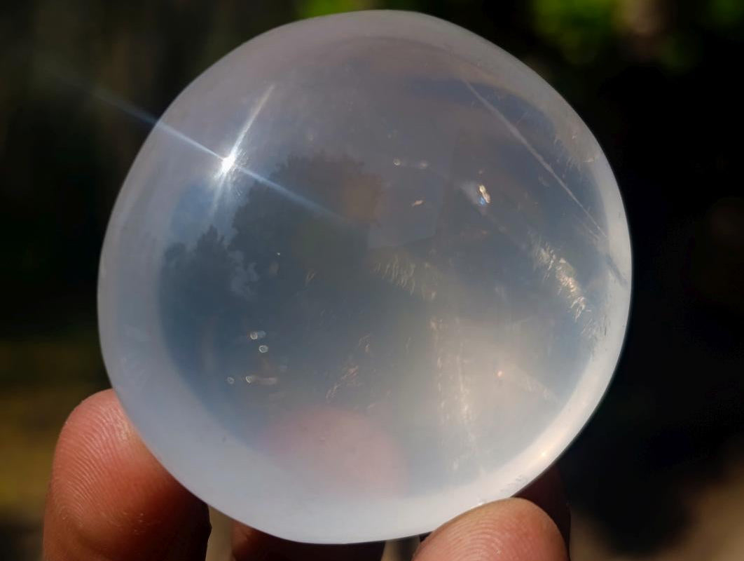 Polished Girasol Pearl Quartz Palm Stones x 24 From Ambatondrazaka, Madagascar