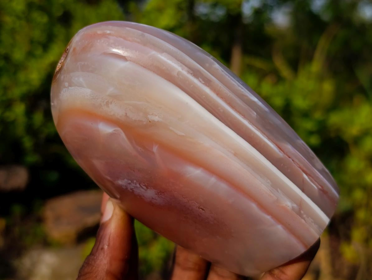 Polished and Natural Red Shashe River Agate Standing Display Pieces x 2 From Shashe River, Zimbabwe