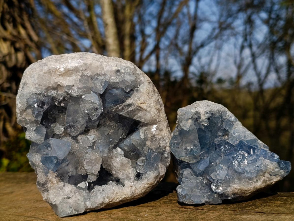 Natural Blue Celestite Specimens x 2 From Sakoany, Madagascar