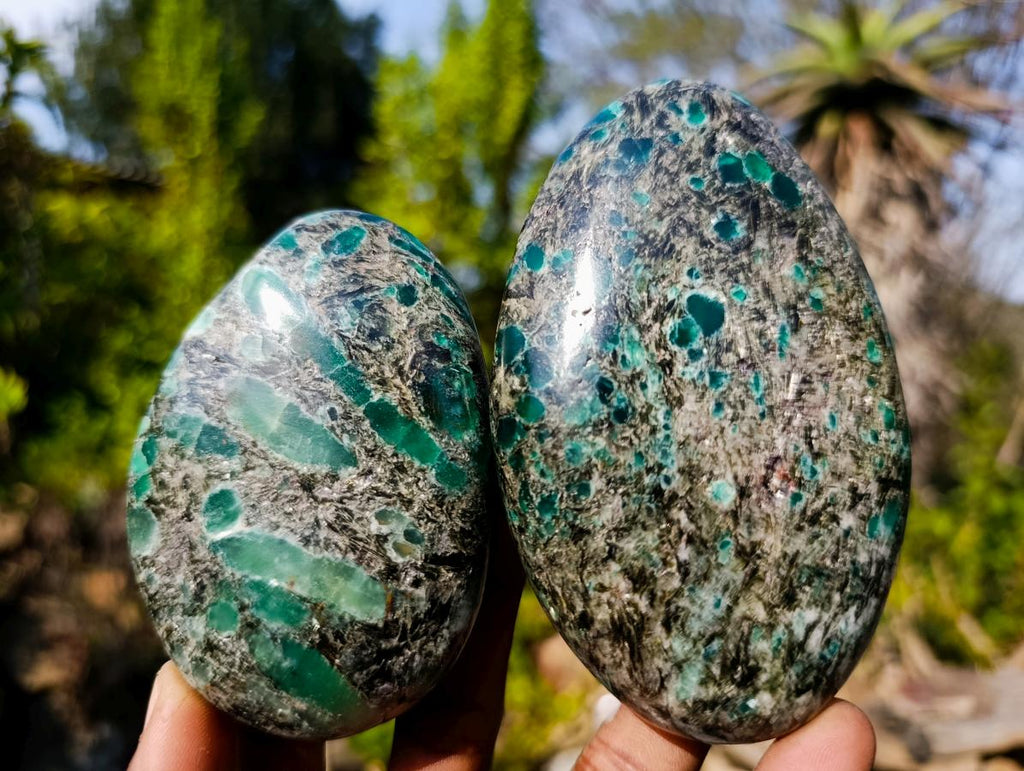 Polished Emerald Mica 'Mutokolite' Free Forms x 6 From Mutoko, Zimbabwe