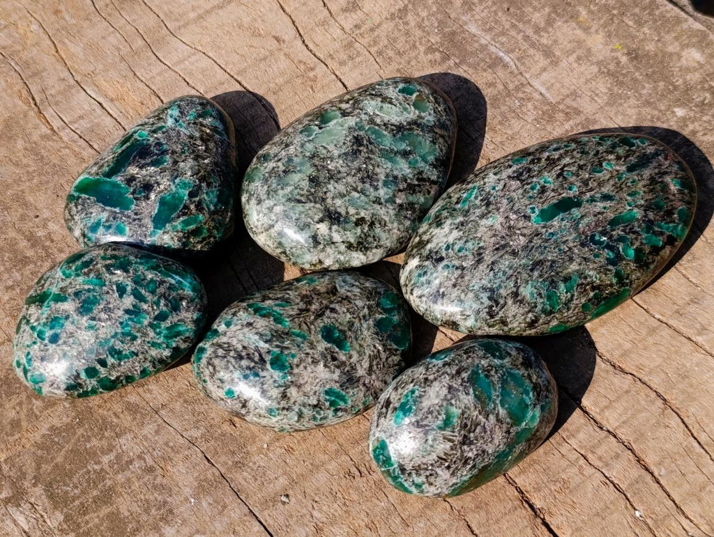 Polished Emerald Mica 'Mutokolite' Free Forms x 6 From Mutoko, Zimbabwe