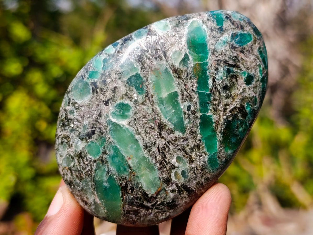 Polished Emerald Mica 'Mutokolite' Free Forms x 6 From Mutoko, Zimbabwe