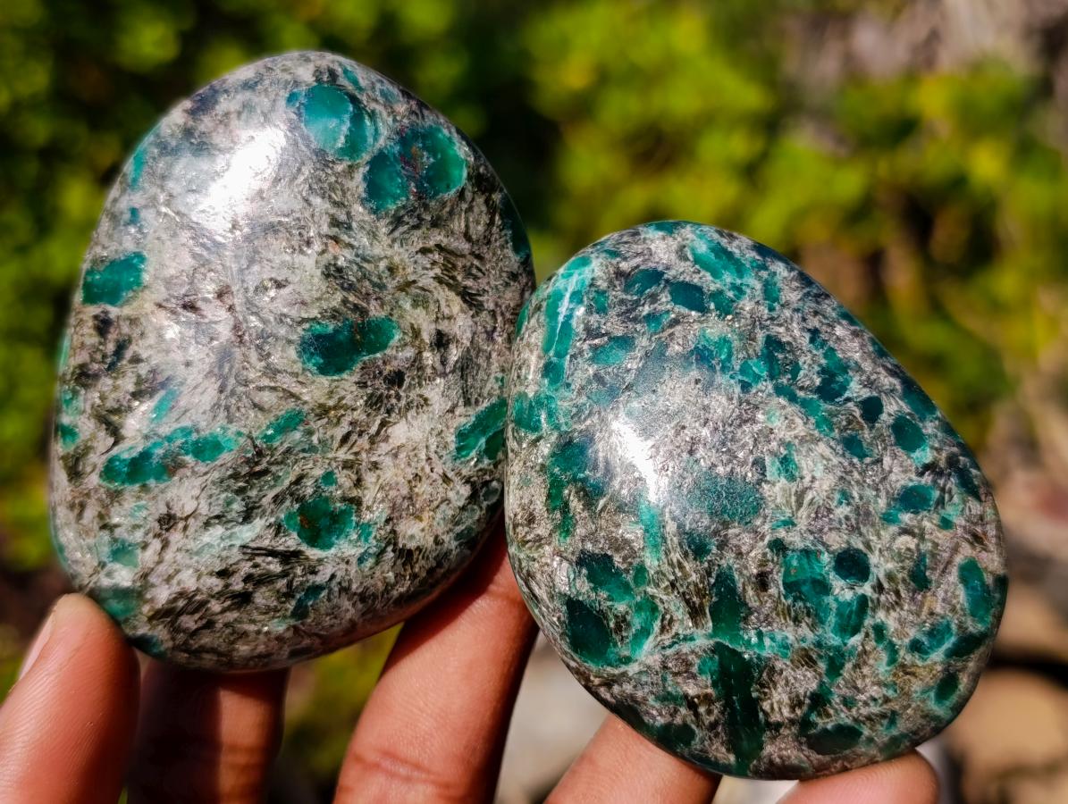 Polished Emerald Mica 'Mutokolite' Free Forms x 6 From Mutoko, Zimbabwe