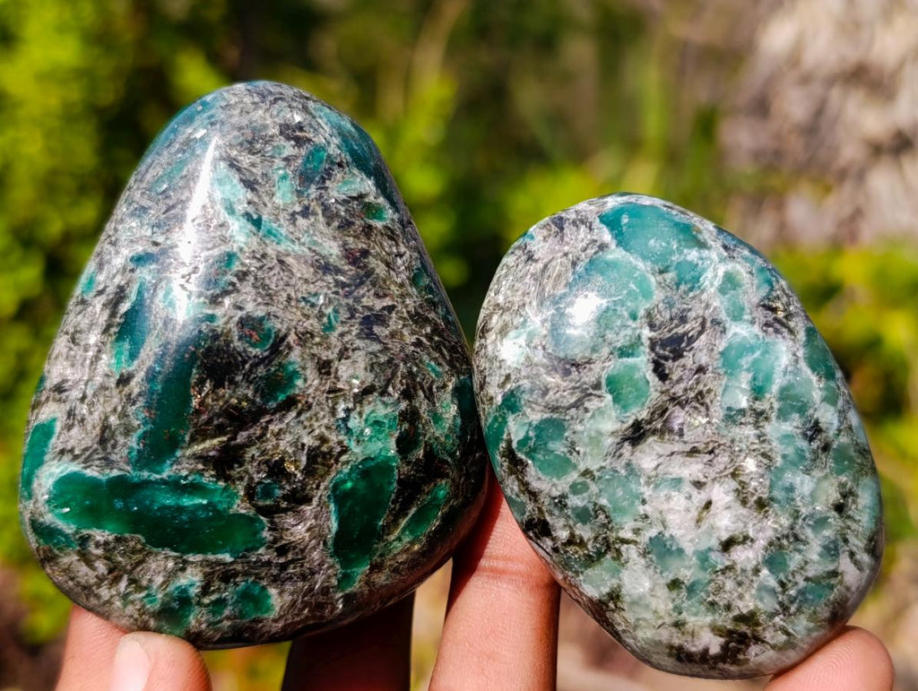 Polished Emerald Mica 'Mutokolite' Free Forms x 6 From Mutoko, Zimbabwe