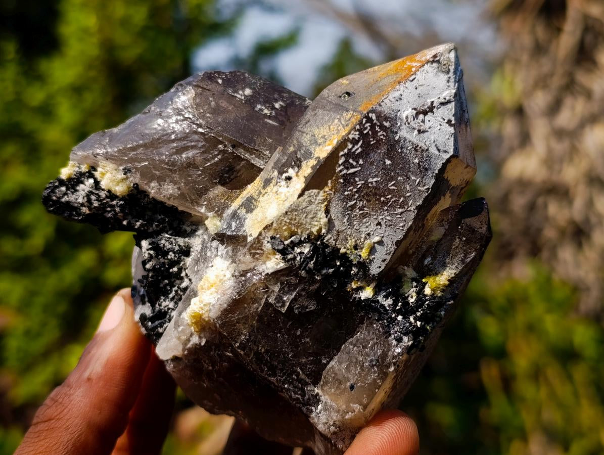 Natural Smokey Quartz Crystals with Associated Minerals x 6 From Erongo, Namibia