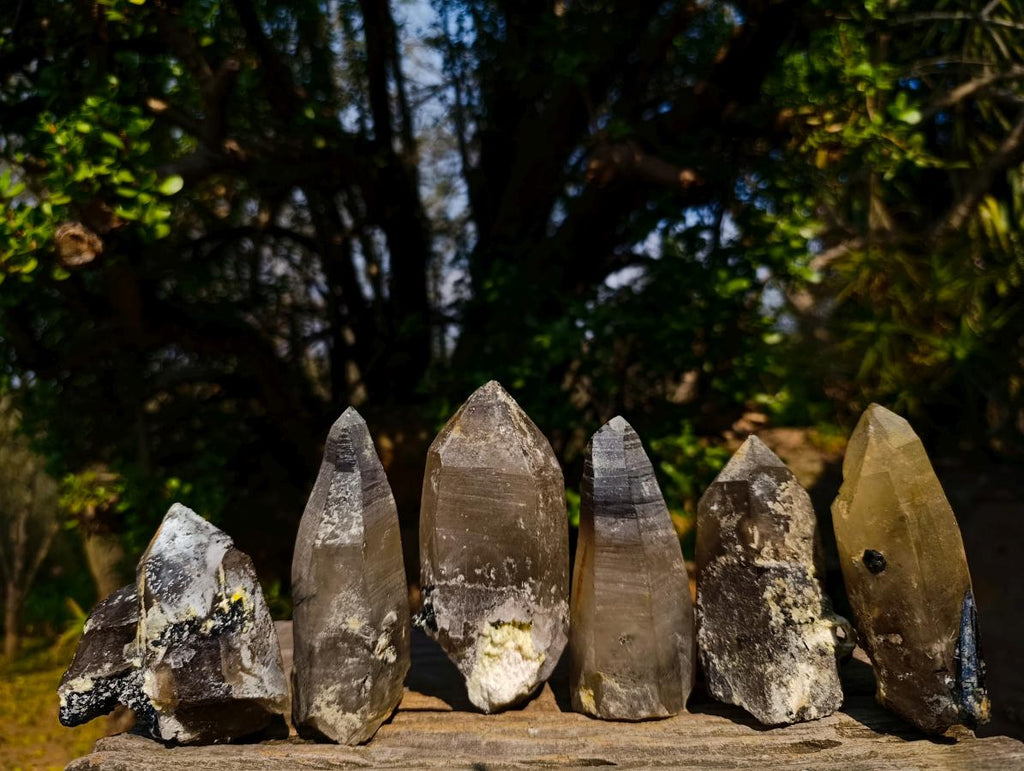 Natural Smokey Quartz Crystals with Associated Minerals x 6 From Erongo, Namibia