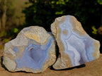 Polished One Side Blue Lace Agate Geodes x 6 From Nsanje, Malawi