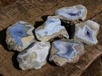 Polished One Side Blue Lace Agate Geodes x 6 From Nsanje, Malawi