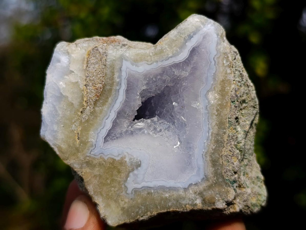 Polished One Side Blue Lace Agate Geodes x 6 From Nsanje, Malawi