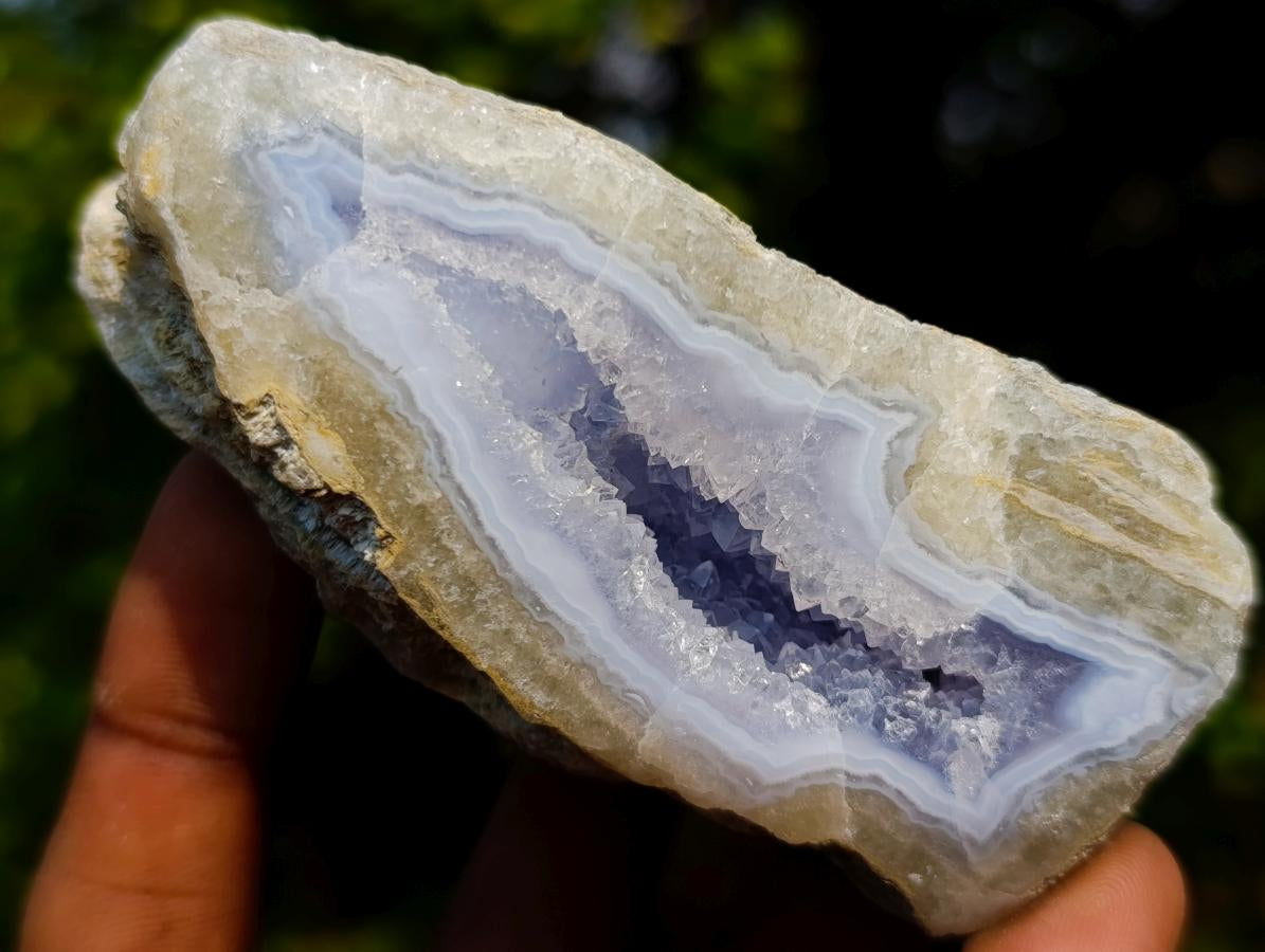Polished One Side Blue Lace Agate Geodes x 6 From Nsanje, Malawi