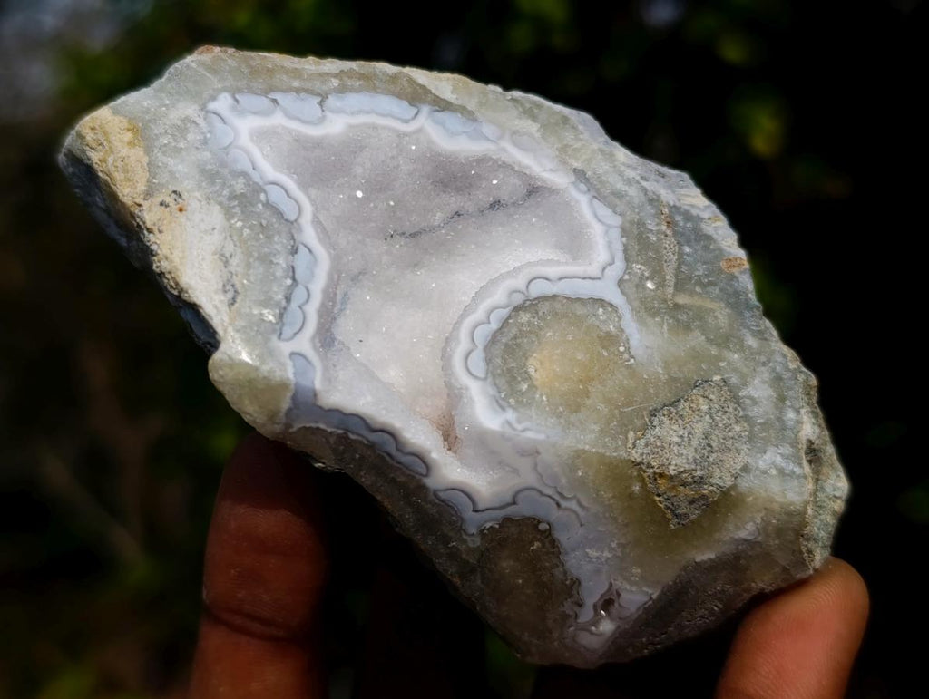 Polished One Side Blue Lace Agate Geodes x 6 From Nsanje, Malawi