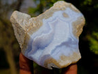 Polished One Side Blue Lace Agate Geodes x 6 From Nsanje, Malawi
