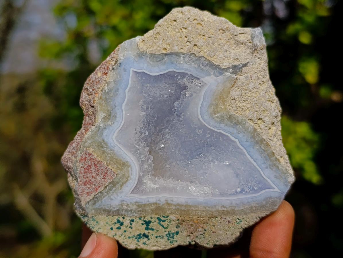 Polished One Side Blue Lace Agate Geodes x 6 From Nsanje, Malawi