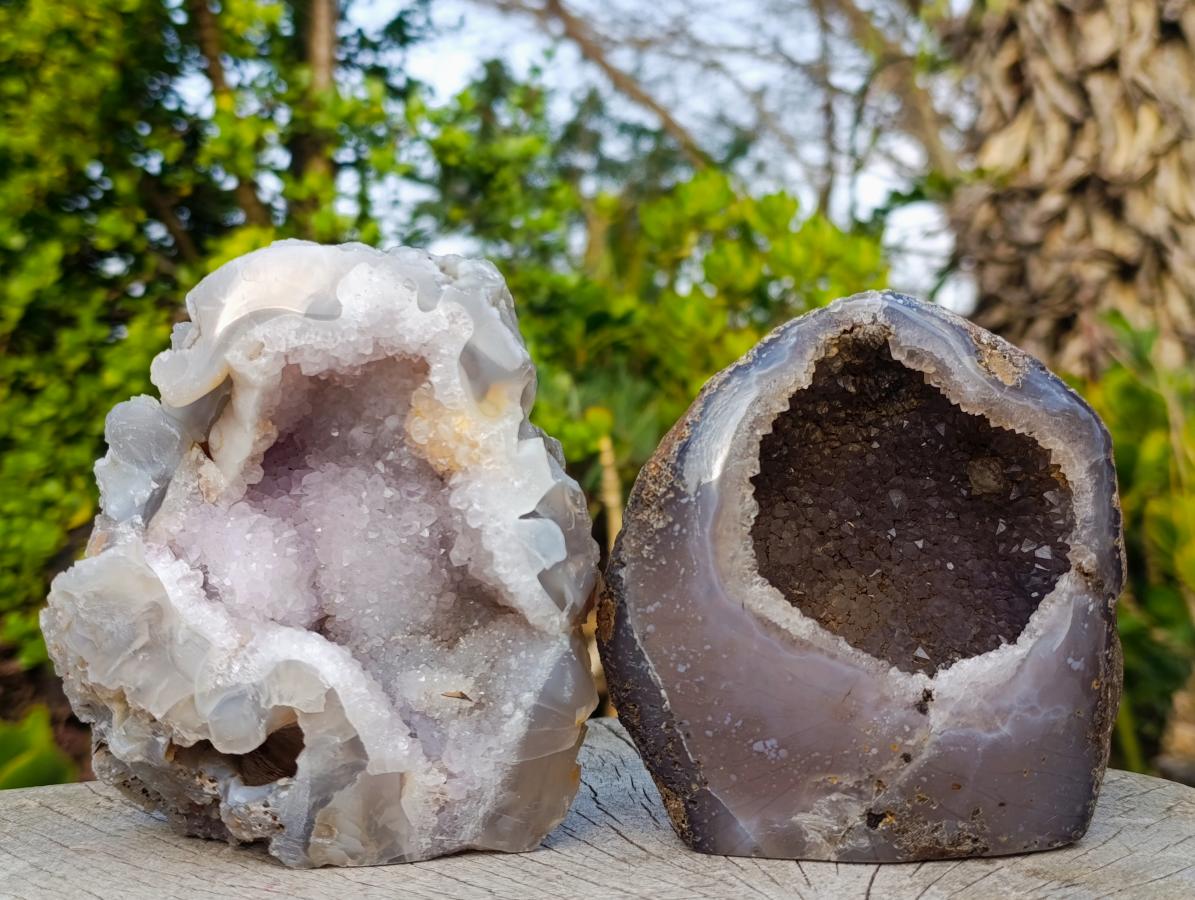 Polished and Natural Agate Amethyst Geodes and Standing Display Pieces x 6 From Maintirano, Madagascar