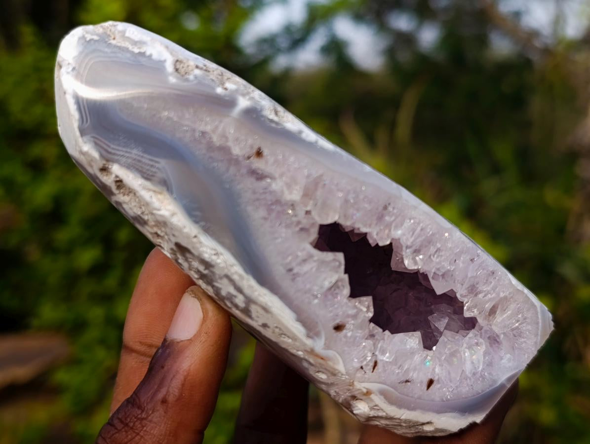 Polished and Natural Agate Amethyst Geodes and Standing Display Pieces x 6 From Maintirano, Madagascar