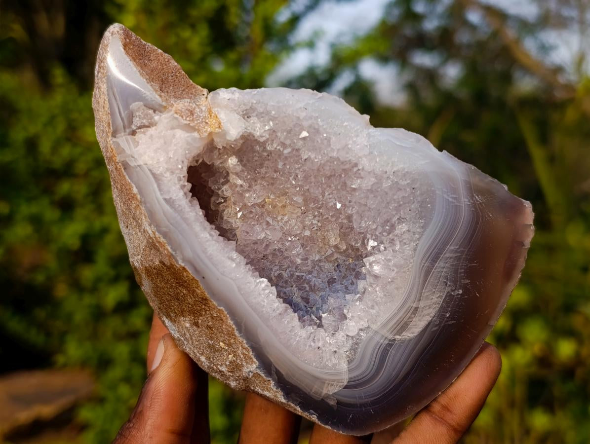 Polished and Natural Agate Amethyst Geodes and Standing Display Pieces x 6 From Maintirano, Madagascar