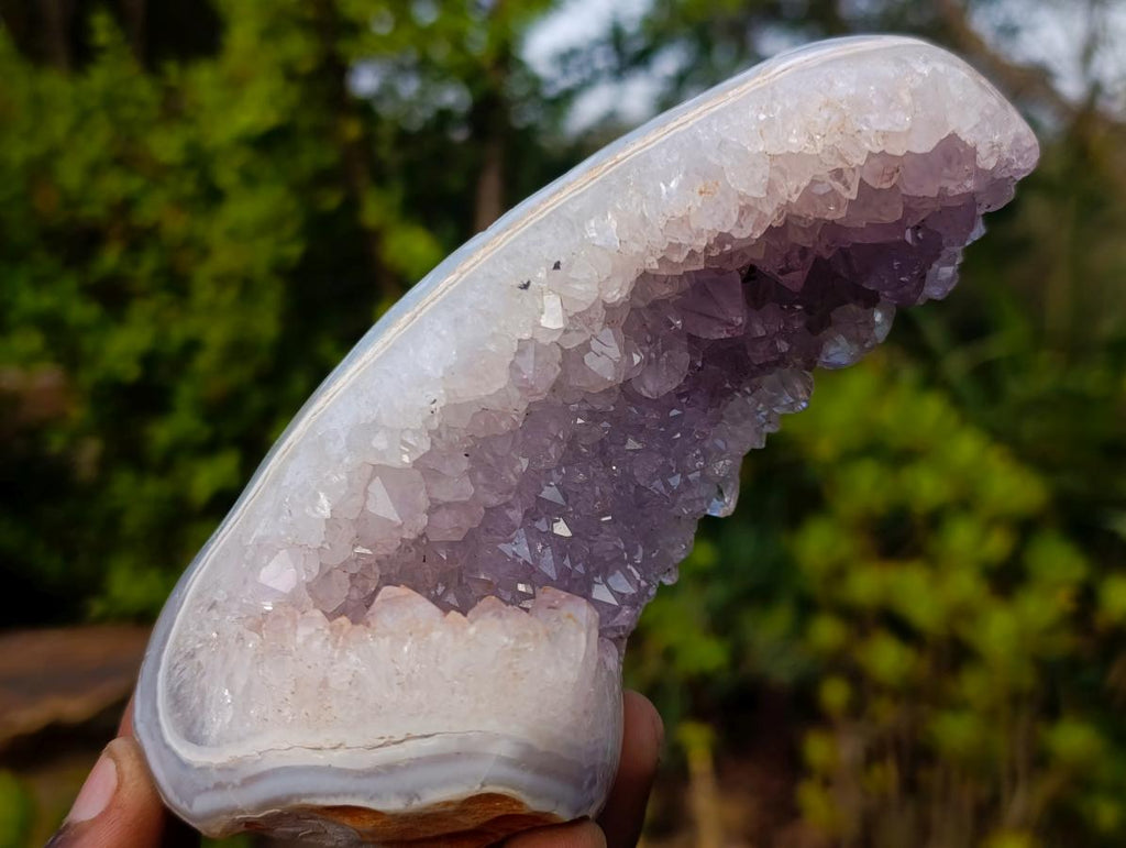 Polished and Natural Agate Amethyst Geodes and Standing Display Pieces x 6 From Maintirano, Madagascar