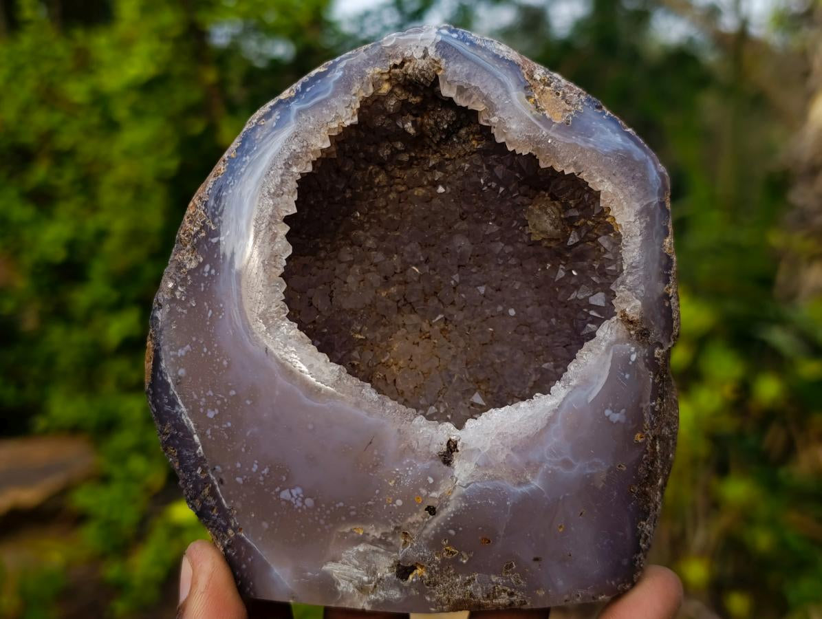 Polished and Natural Agate Amethyst Geodes and Standing Display Pieces x 6 From Maintirano, Madagascar