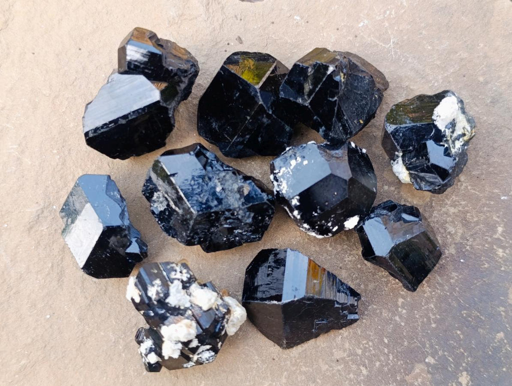 Natural Schorl Black Tourmaline Crystals x 35 From Erongo, Namibia