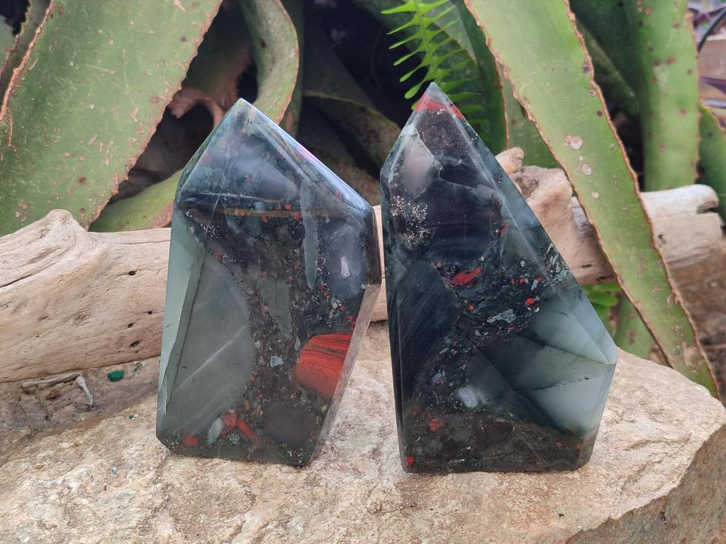 Polished Bloodstone Display Crystals x 2 From Swaziland