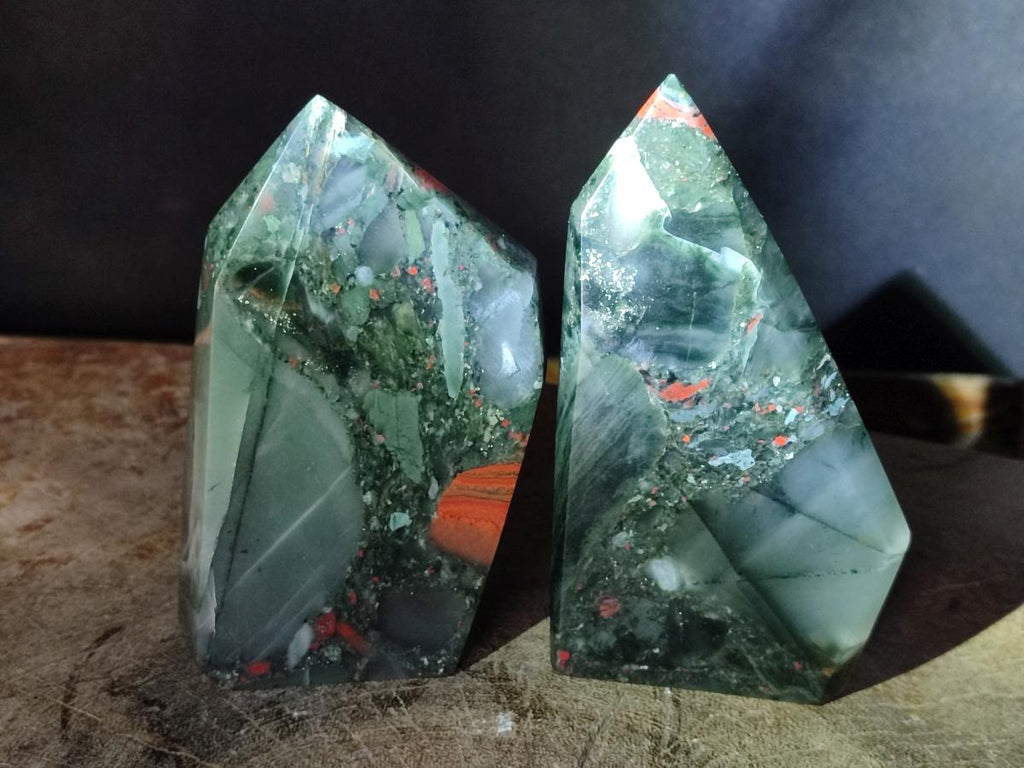 Polished Bloodstone Display Crystals x 2 From Swaziland