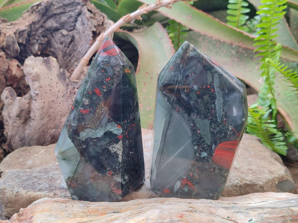 Polished Bloodstone Display Crystals x 2 From Swaziland