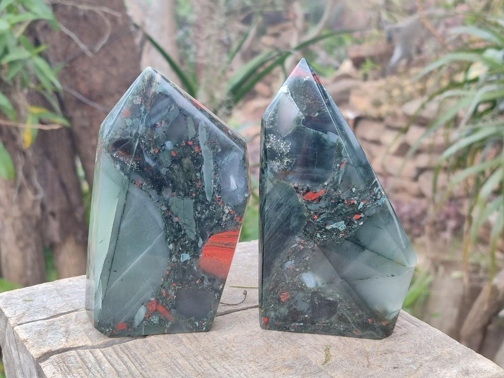Polished Bloodstone Display Crystals x 2 From Swaziland