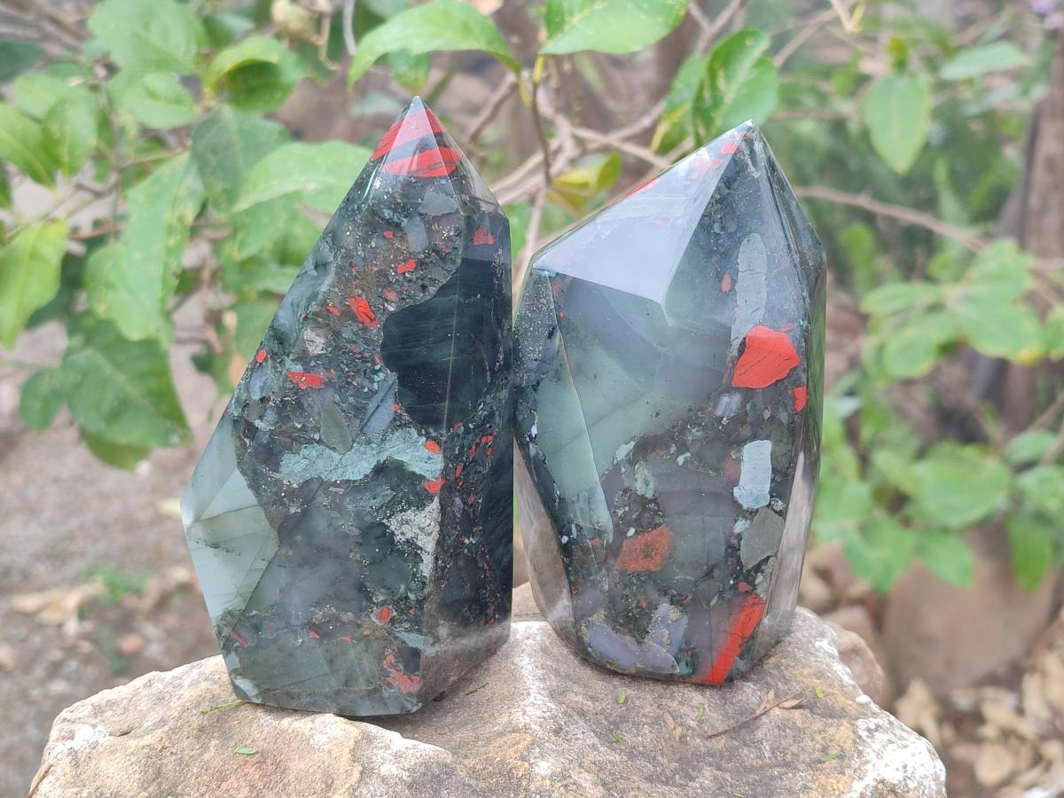 Polished Bloodstone Display Crystals x 2 From Swaziland