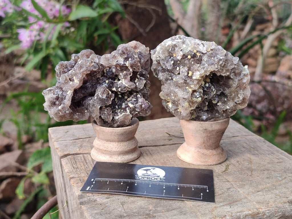 Natural Smokey Fluorite Specimens with Yellow Muscovite Mica x 6 From Erongo, Namibia