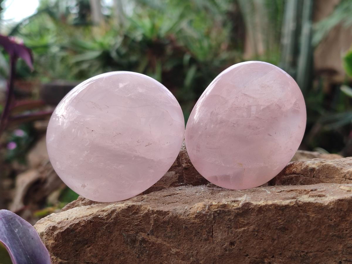 Polished Gemmy Rose Quartz Galets x 12 From Madagascar
